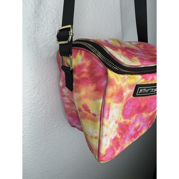 Betsey Johnson Multi-Color Tie Dye Floral Insulated Lunch Bag Tote With Strap - Picture 2 of 10
